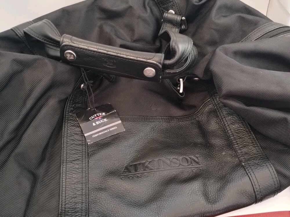Cutter & Buck Black Canvas And Leather Duffle With Company Logo